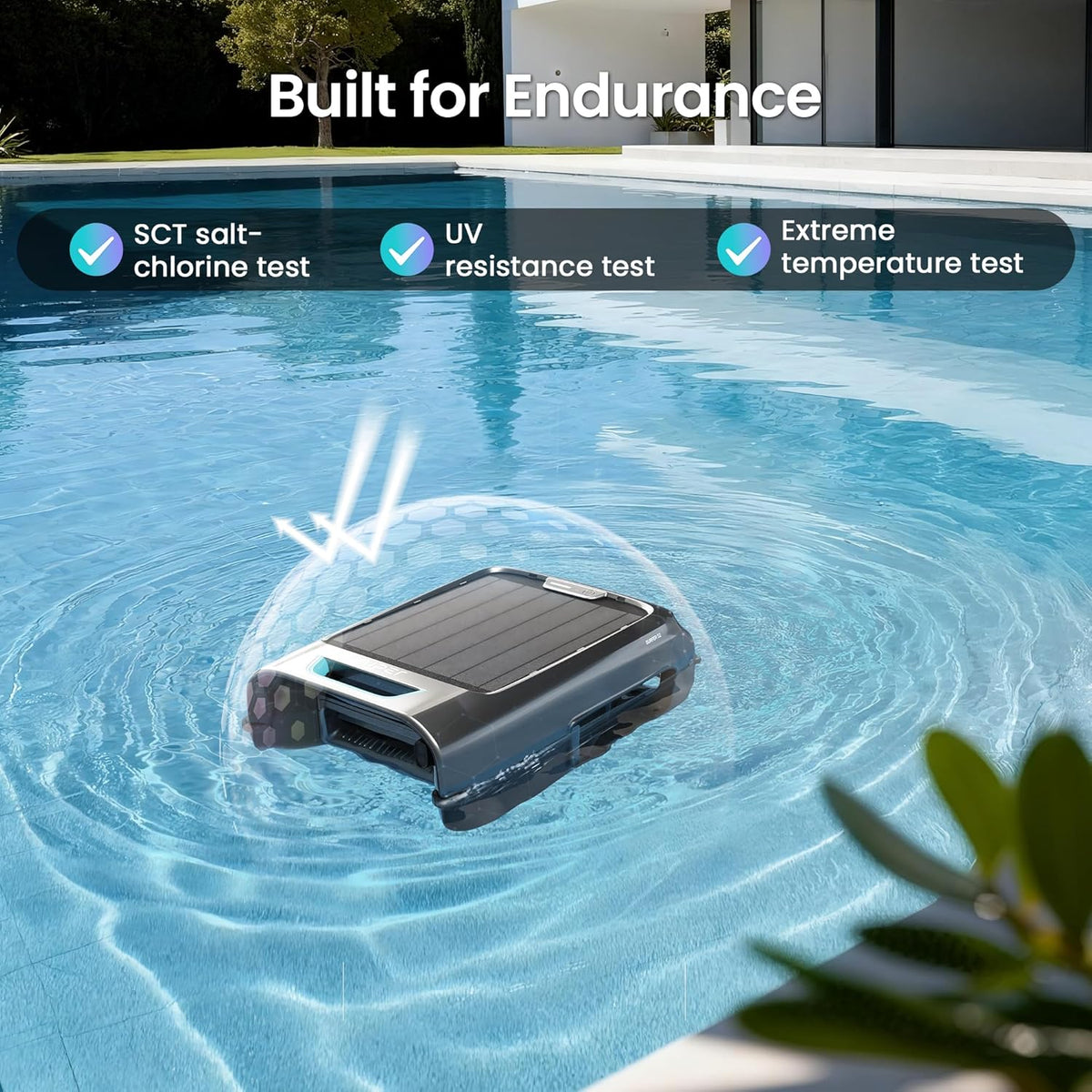 AIPER EcoSurfer S2 Solar Powered Pool Surface Skimmer Robot with APP Support, 24/7 Continuous Cleaning, Dual Charging Modes, Smart Obstacle Avoidance, 150-um Filtration, OTA Upgrade, Gray