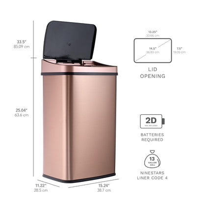 Voltara™ 13-Gallon Luxury Touchless Kitchen Trash Bin