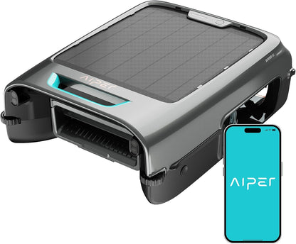 AIPER EcoSurfer S2 Solar Powered Pool Surface Skimmer Robot with APP Support, 24/7 Continuous Cleaning, Dual Charging Modes, Smart Obstacle Avoidance, 150-um Filtration, OTA Upgrade, Gray
