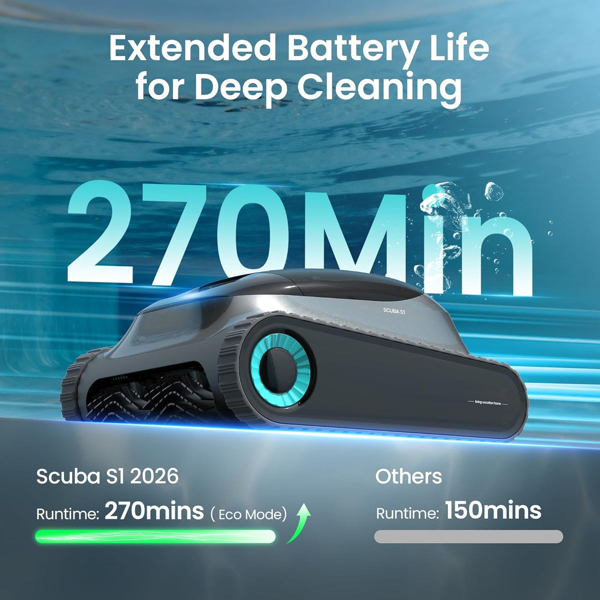 (2026 Upgrade) Aiper Scuba S1 Robotic Pool Cleaner, Weekly Custom Cleaning Plan, 270 Min Runtime, Over-the-Waterline Scrubbing, Smarter Navigation with 11 High-Precision Sensors, App Support