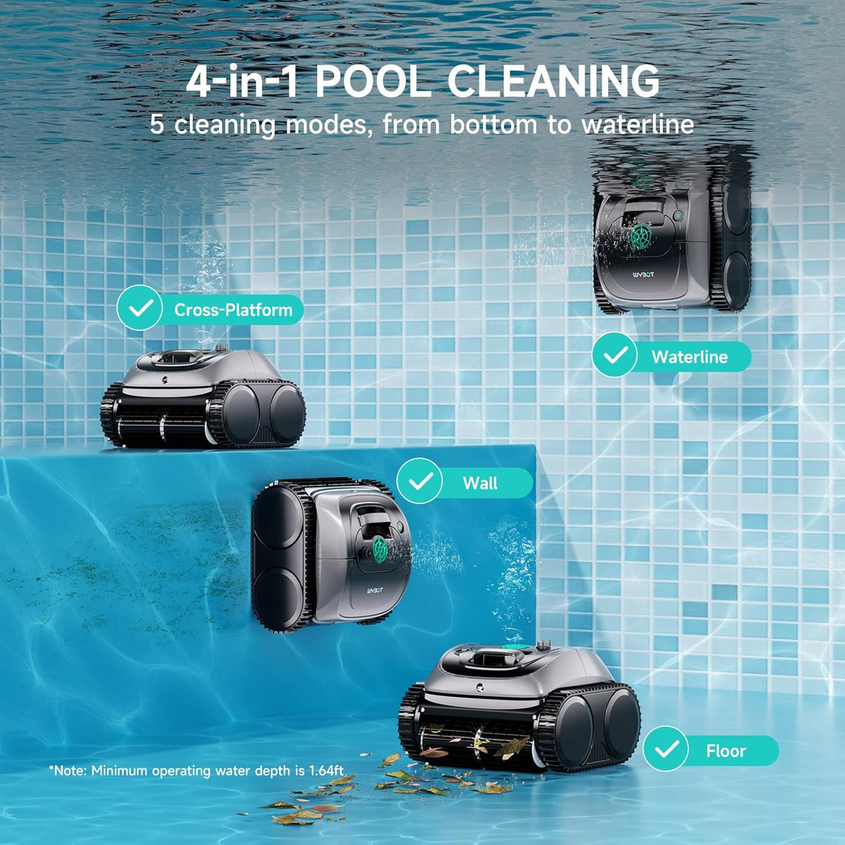 WYBOT C1 Cordless Robotic Pool Vacuum for Inground Pools