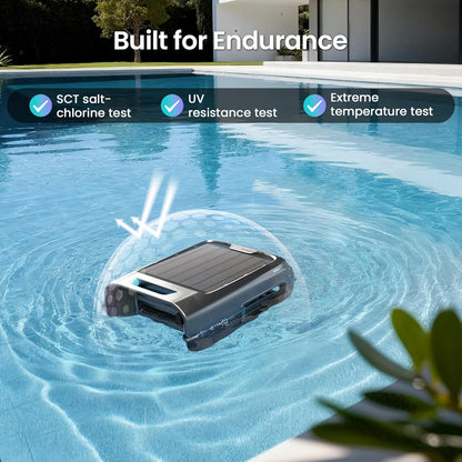 AIPER EcoSurfer S2 Solar Powered Pool Surface Skimmer Robot with APP Support, 24/7 Continuous Cleaning, Dual Charging Modes, Smart Obstacle Avoidance, 150-um Filtration, OTA Upgrade, Gray